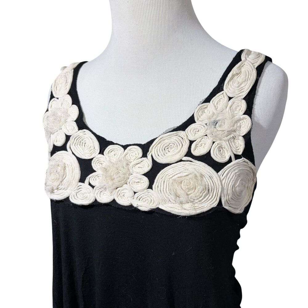 Twentyone Black Floral Embellished Mini Dress M Sleeveless USA Boho Eclectic - Picture 2 of 8